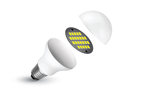 Ampoule LED vue éclatée ouverte au format vectoriel - Vecteur, image