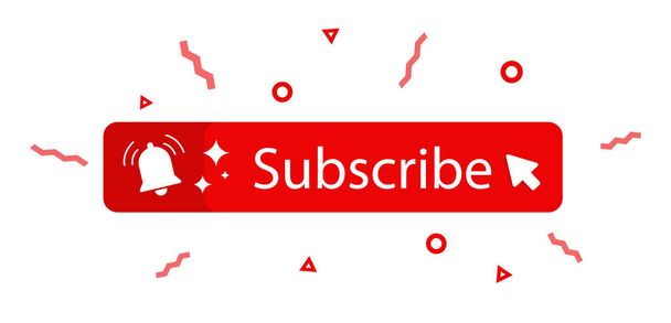 Button Subscribe and bell. Subscribe, button and cursor. Red button to channel, blog. Vector illustration - Vector, Image