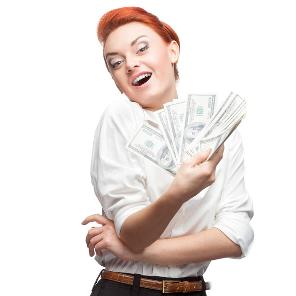 business woman holding money - Fotoğraf, Görsel