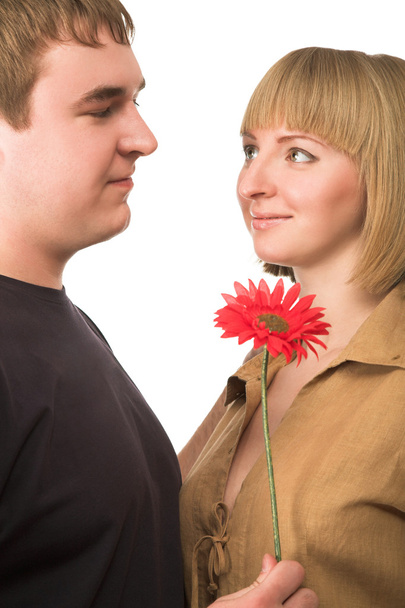 Couple with flower - Φωτογραφία, εικόνα