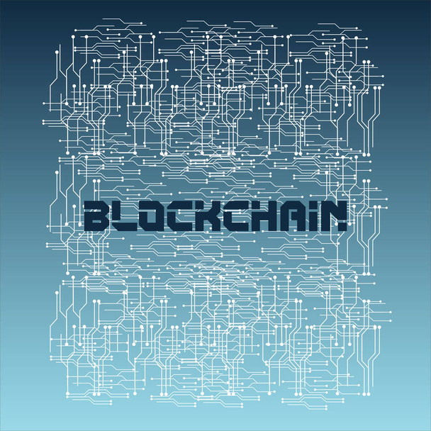 Blockchain vektorin taustakuva tummansinisellä taustalla - Vektori, kuva