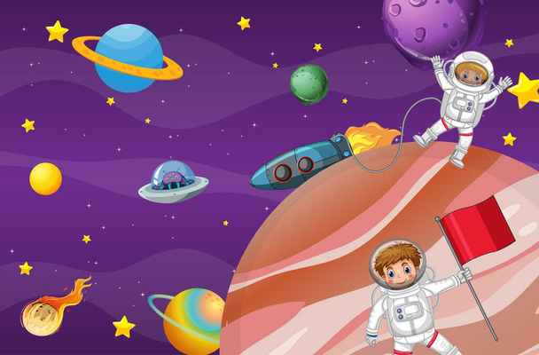 A space cartoon background scene illustration - Vector, Image