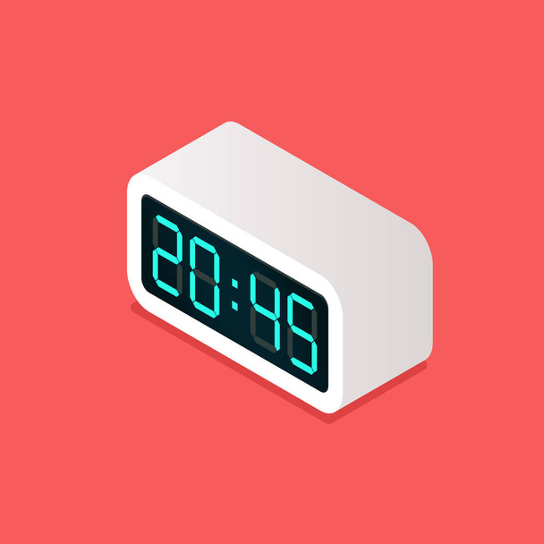 Digital alarm clock isometric view. Vector illustration - Vektör, Görsel