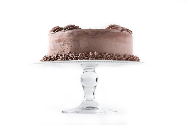 Schokolade Trüffelkuchen isoliert auf weißem Hintergrund - Foto, Bild