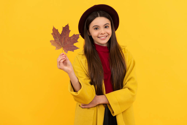 natureza outono. felicidade infantil. beleza natural. moda de estação de outono. menina adolescente em chapéu - Foto, Imagem
