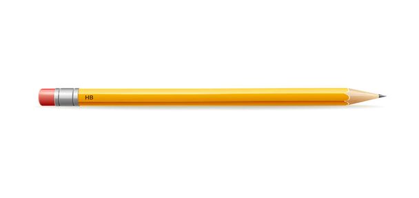Realistic Detailed 3d Wooden Sharp Graphite Yellow Pencil. Vector - Вектор,изображение