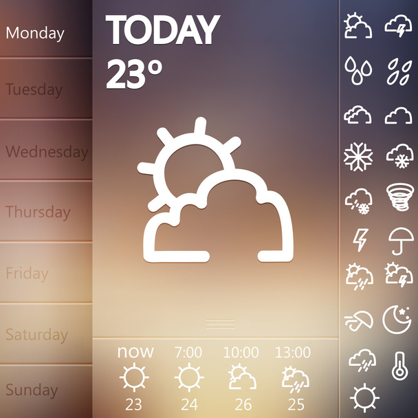 Weather Widget UI set . - Vektor, kép