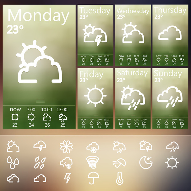 Weather Widget UI set . - Vektor, Bild