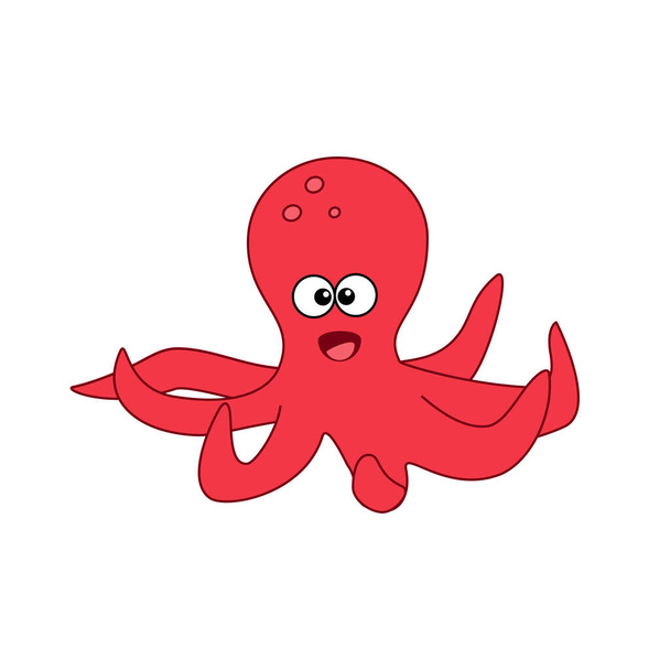 Cute cartoon octopus isolated on white background - Vecteur, image