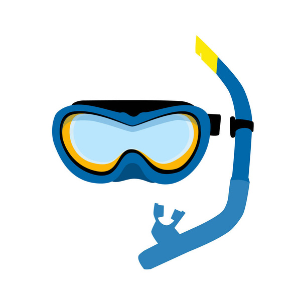 Vector illustration blue diving snorkel isolated on white background. Diving equipment. - Vector, Image
