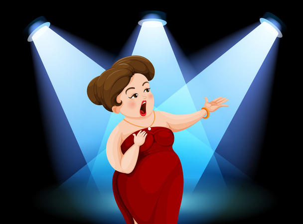 Una mujer gorda actuando en el escenario
 - Vector, Imagen