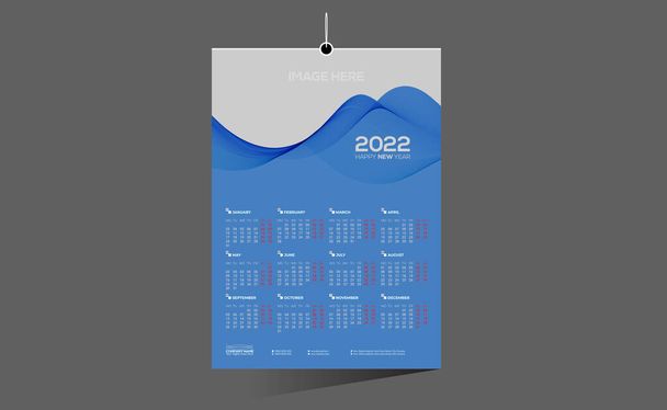 ciano colorato 12 mesi 2022 disegno vettoriale calendario a parete per qualsiasi tipo di utilizzo - Vettoriali, immagini