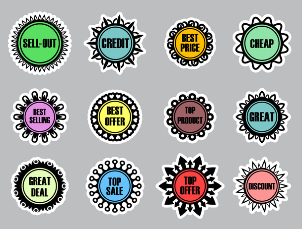 collection of color labels on gray background - Vecteur, image