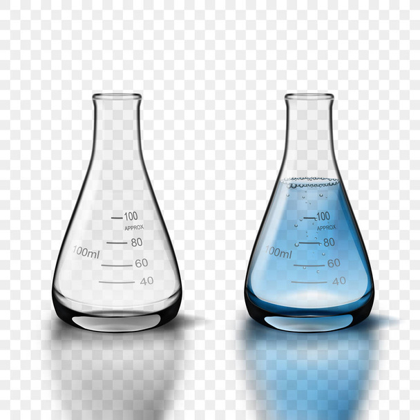 Empty And With Chemical Reagent Lab Glassware - Vector, Imagen
