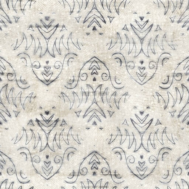 Seamless gray and cream grungy damask pattern for surface design and print - Photo, Image