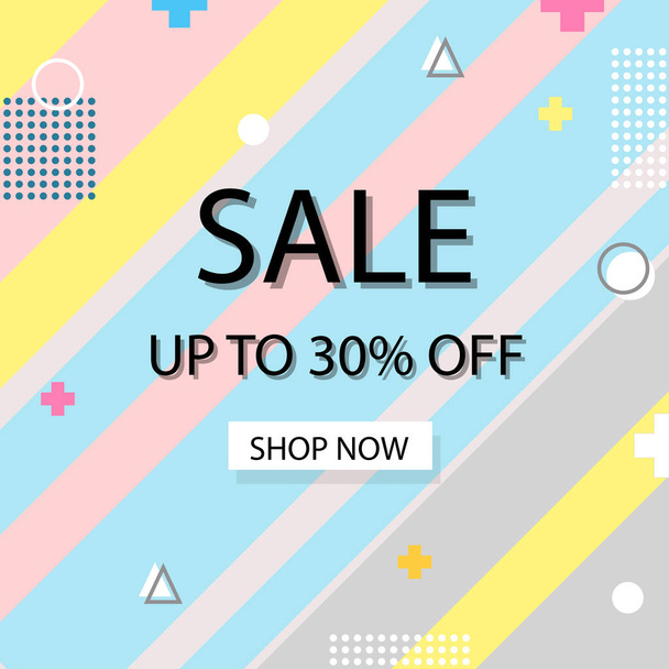 Sale banner design fashion 80s-90s style. Discount frames with pastel colors. Art design shop store template. Vector. - Διάνυσμα, εικόνα