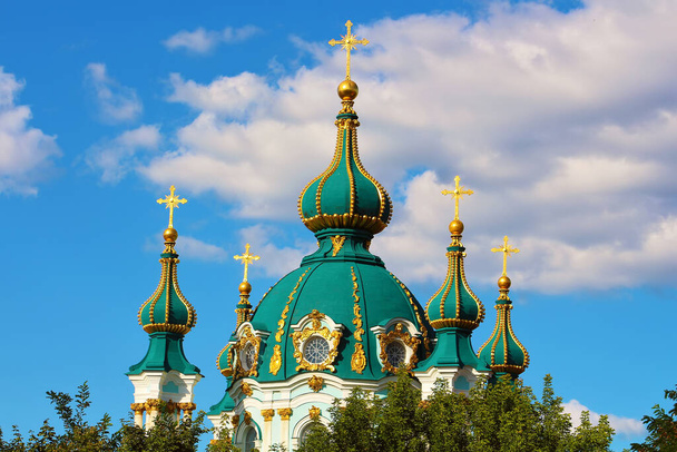Top view of Saint Andrew's church in Kyiv, Ukraine - Photo, Image