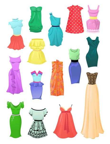 Conjunto de vestidos de verano
 - Vector, imagen
