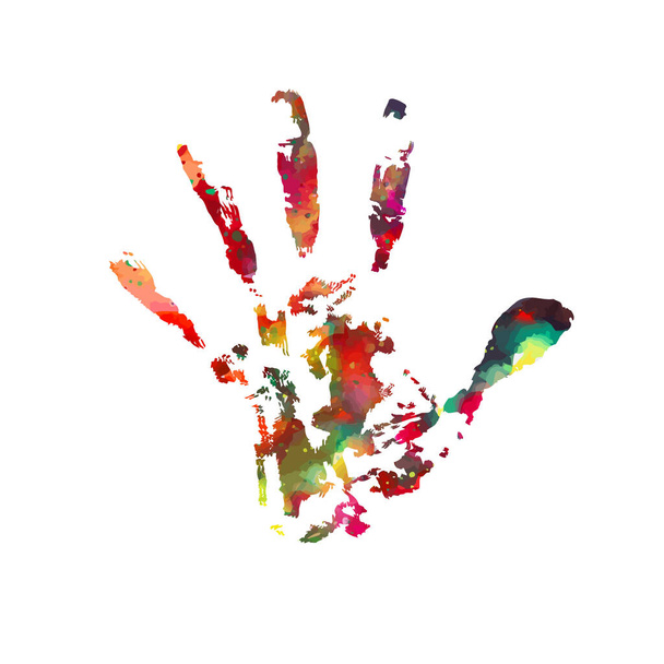 Mão multicolorida. Mão de arco-íris. Ilustração vetorial - Vetor, Imagem