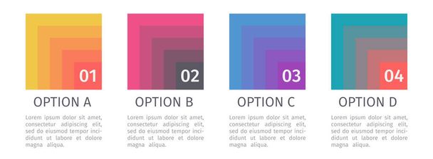Banner business infographic template with 4 step up options. Template for presentation, chart, graph. Vector illustration in gradient pastel colors - Vetor, Imagem