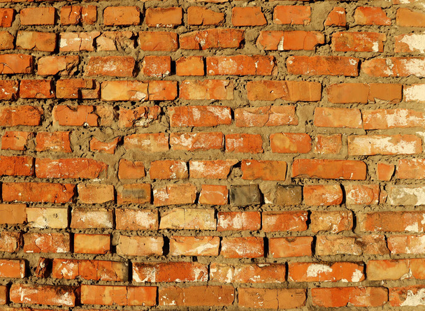 Abstract aged crack brick wall texture. Old building surface background - Zdjęcie, obraz