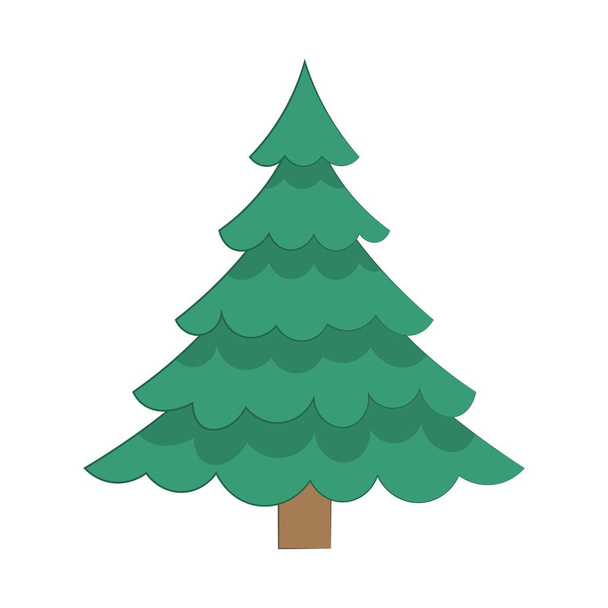 christmas tree without gifts isolated on white background. Pine. Vector flat illustration. conifer tree - Vetor, Imagem