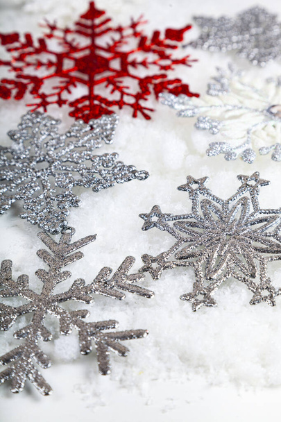 Beautiful christmas background. Snowflakes on a blue background. - Фото, зображення