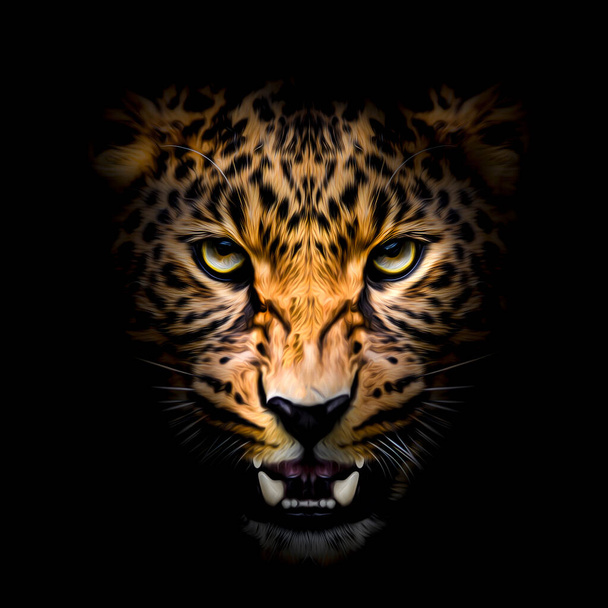 Colorful artistic leopard muzzle with black - Photo, Image