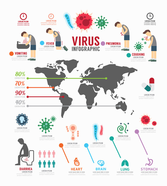 infographic vírus ikonok beállítása. - Vektor, kép