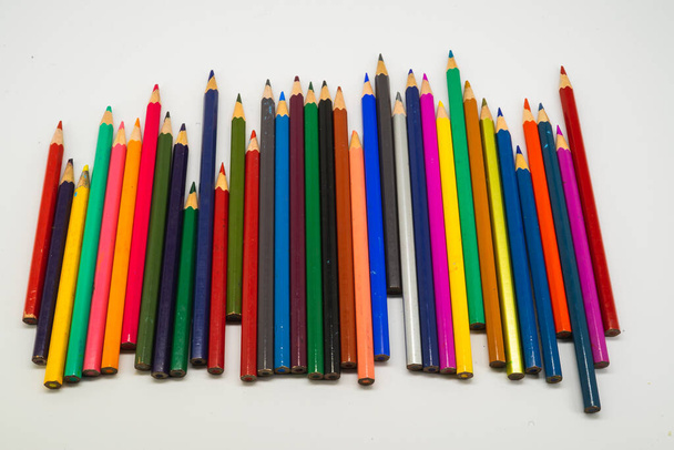 Color pencils isolated on white background.Close up. - Zdjęcie, obraz