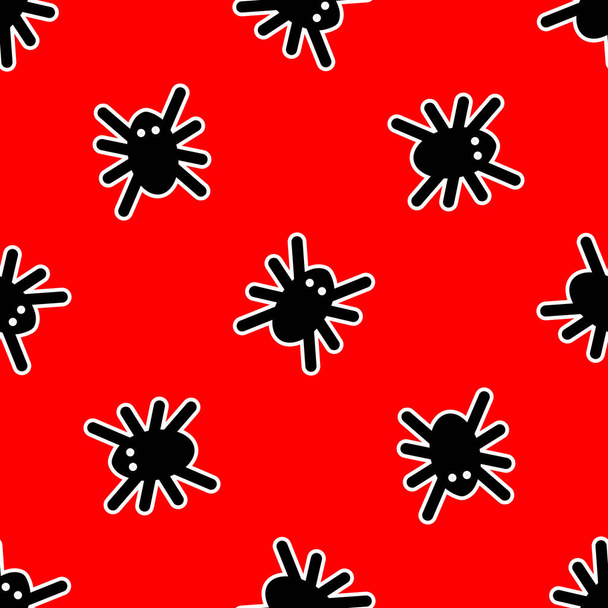patrón de arañas negras sobre un fondo rojo - Vector, imagen