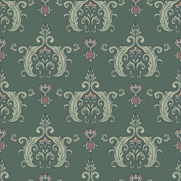 Floral vintage seamless pattern for retro wallpapers. Enchanted Vintage Flowers. Arts and Crafts movement inspired. Design in William Morris style - Wektor, obraz