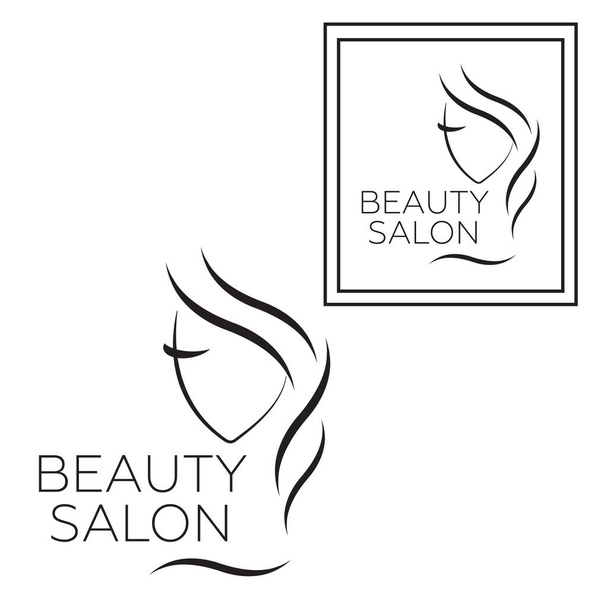Beautiful woman face logo template for hair salon vector - Vector, Image