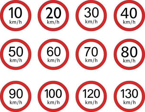 Illustrazione vettoriale dei segnali stradali di massima velocità - Vettoriali, immagini