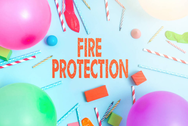 Käsinkirjoitusmerkki Fire Protection. Liiketoiminta konsepti toimenpiteet estää tulipalon tulossa tuhoisa Värikäs syntymäpäiväjuhlat mallit Kirkas Celebration suunnittelu Ideat - Valokuva, kuva