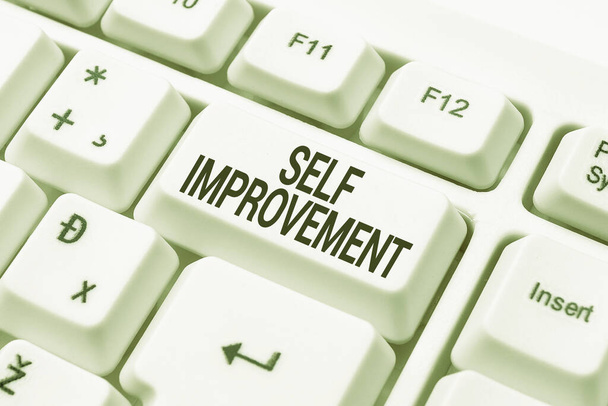 Text sign showing Self Improvement. Business approach process of making yourself a better or more knowledgable Voice And Video Calling Capabilities Connecting People Together - Photo, Image