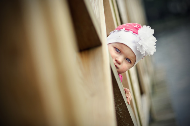Little girl on footbridge - Photo, Image