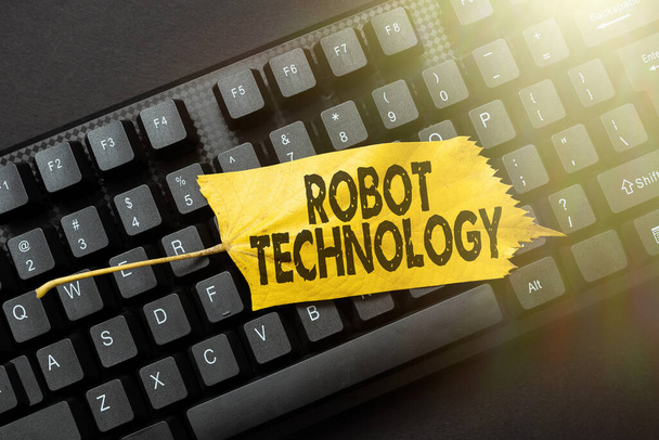 Inspiración mostrando signo Robot Technology. Word Escrito en desarrollar máquinas que pueden sustituir la tarea de los seres humanos Navegación y exploración en línea, Creación de contenido del blog, Envío de nuevos mensajes - Foto, imagen