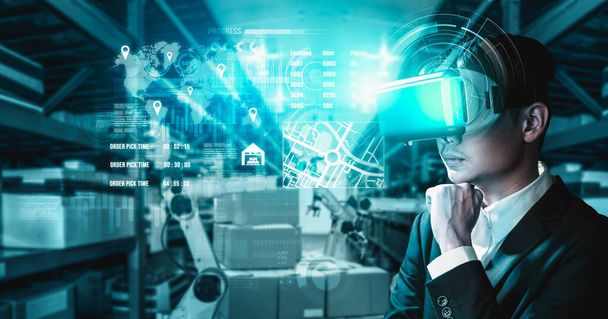 Technologie budoucí virtuální reality pro inovativní správu skladů VR - Fotografie, Obrázek
