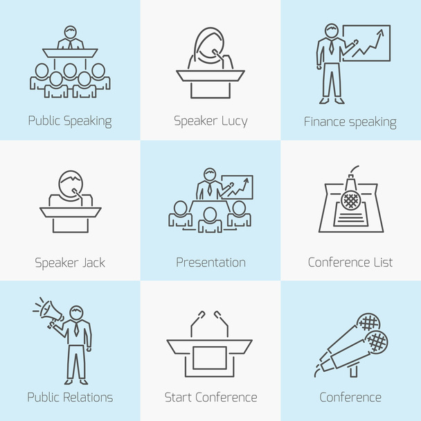 Set of public speaking icons - Vector, Image