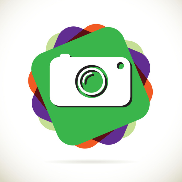 Hipster photo or camera icon with long shadow  - Vector, Image