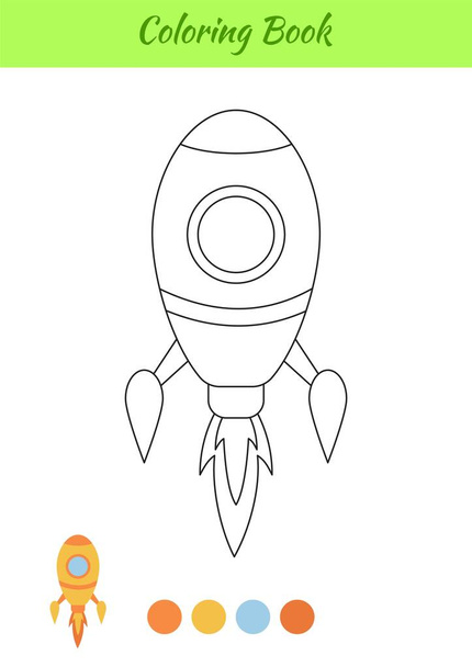 Coloring book rocket for kids. Printable worksheet. Educational activity page for preschool years kids and toddlers with transport. Cartoon colorful vector illustration. - Vektor, obrázek