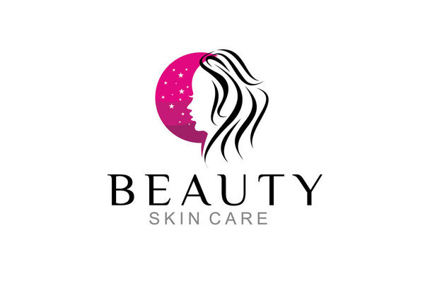 Ilustrační logo salonu Beauty, kadeřnictví, šablona pro vektorový design kosmetiky - Vektor, obrázek
