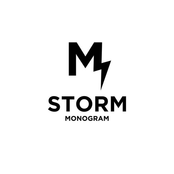burza z początkową literą m i modyfikacji jako ikona wektora pioruna ilustracji projekt odizolowane białe tło - Wektor, obraz