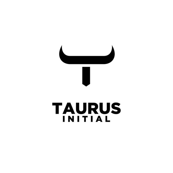 Stier Horn Kopf Taurus Anfangsbuchstaben T Logo Symbol Design Vektor Illustration - Vektor, Bild