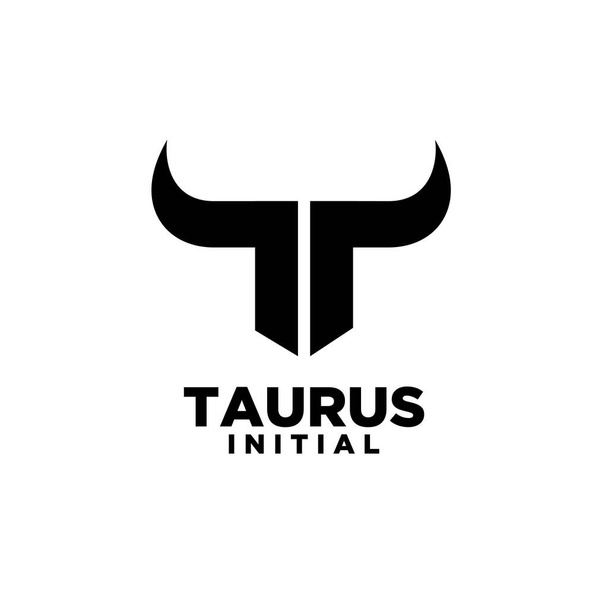 bull horn head taurus initial letter t logo icon design vector illustration - Vector, Image