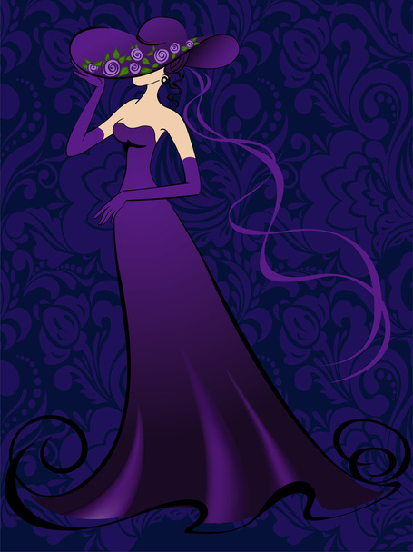 egy nő a lila - Vektor, kép