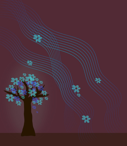 Розквітле дерево на фіолетовому
 - Фото, зображення