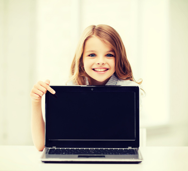 girl with laptop pc at school - Photo, image