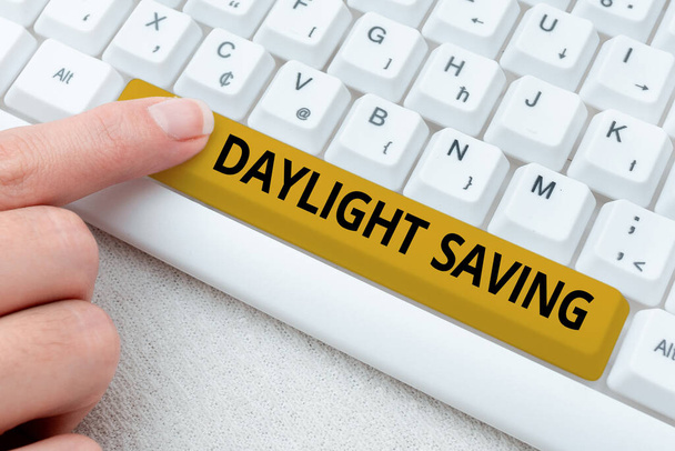 Conceptual display Daylight Saving. Word for Storage technologies that can be used to protect data Abstract Typing License Agreement, Creating Online Reference Book - Photo, Image